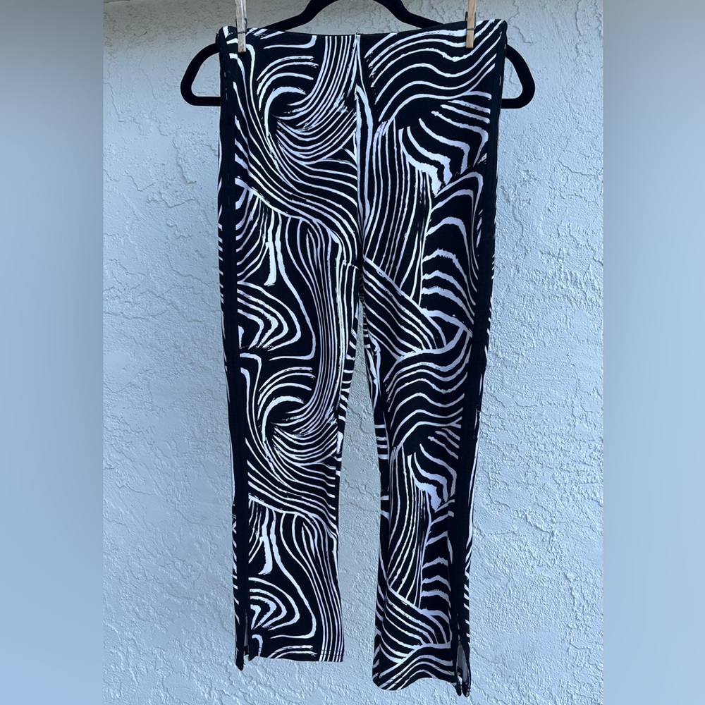 Elie Tahari Geo-Curves Stretch Small Cropped Black White Pants